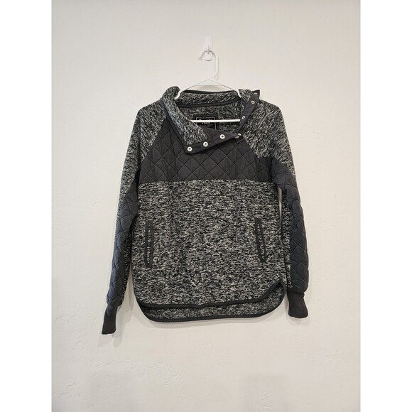 Abercrombie & Fitch Sweaters - Abercrombie & Fitch Fleece Quilted Gray Pullover Jacket  Coat Snap Mock Neck XS